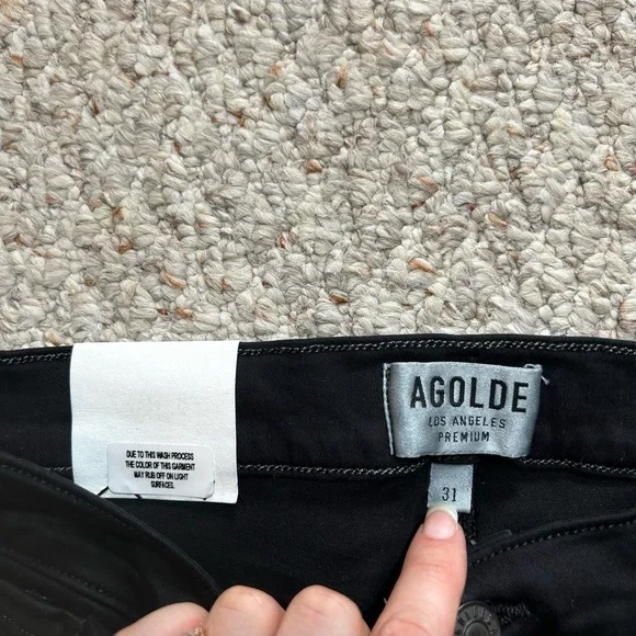 AGOLDE Jeans NWT Sophie High Rise Skinny Womens 31 Black Luxe Denim Stretch - Picture 6 of 12